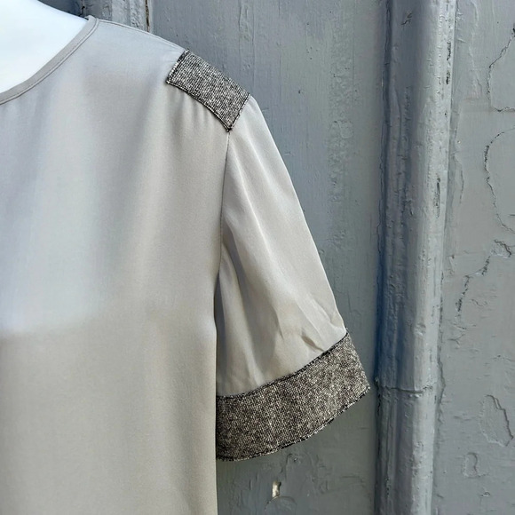 Tome NYC Grey silk Contrast blouse, size M - Picture 4 of 9